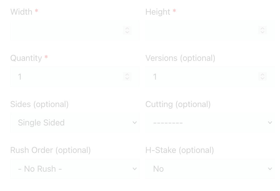 greyed out order form