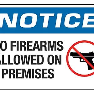 No Firearms Allowed On Premises - Sign