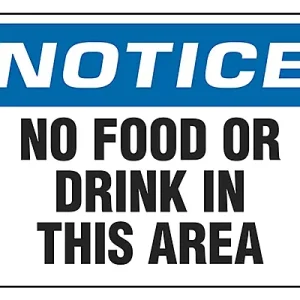 No Food Or Drink In This Area - Sign