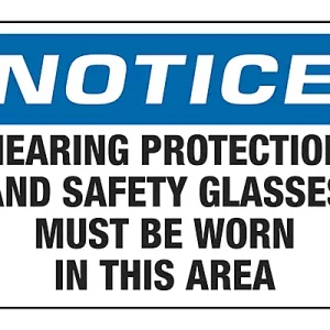 Hearing Protection and Safety Glasses -Sign